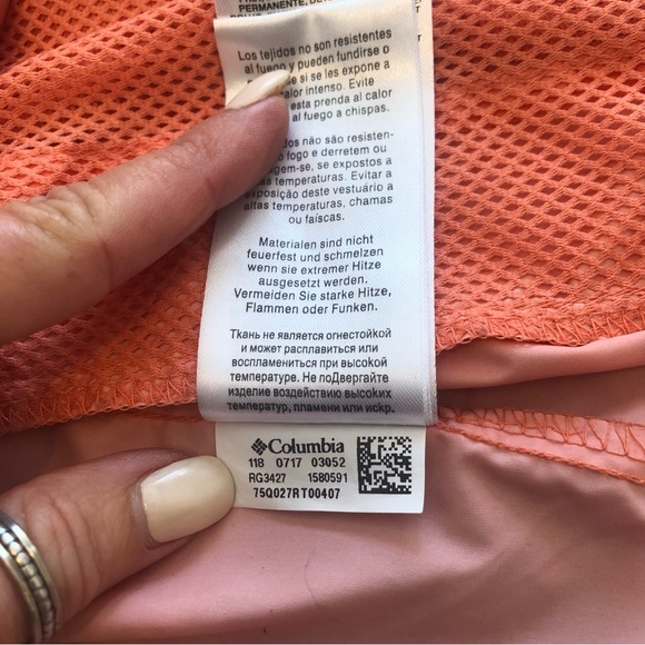 Columbia Muted Orange Hooded Zip Up Lightweight Spring Jacket Youth XL 18/20 - Picture 9 of 12